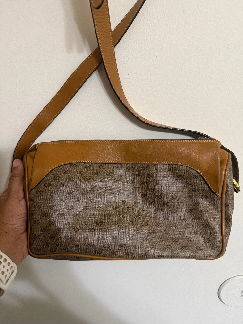 Gucci Tan/Brown Monogram Crossbody Bag